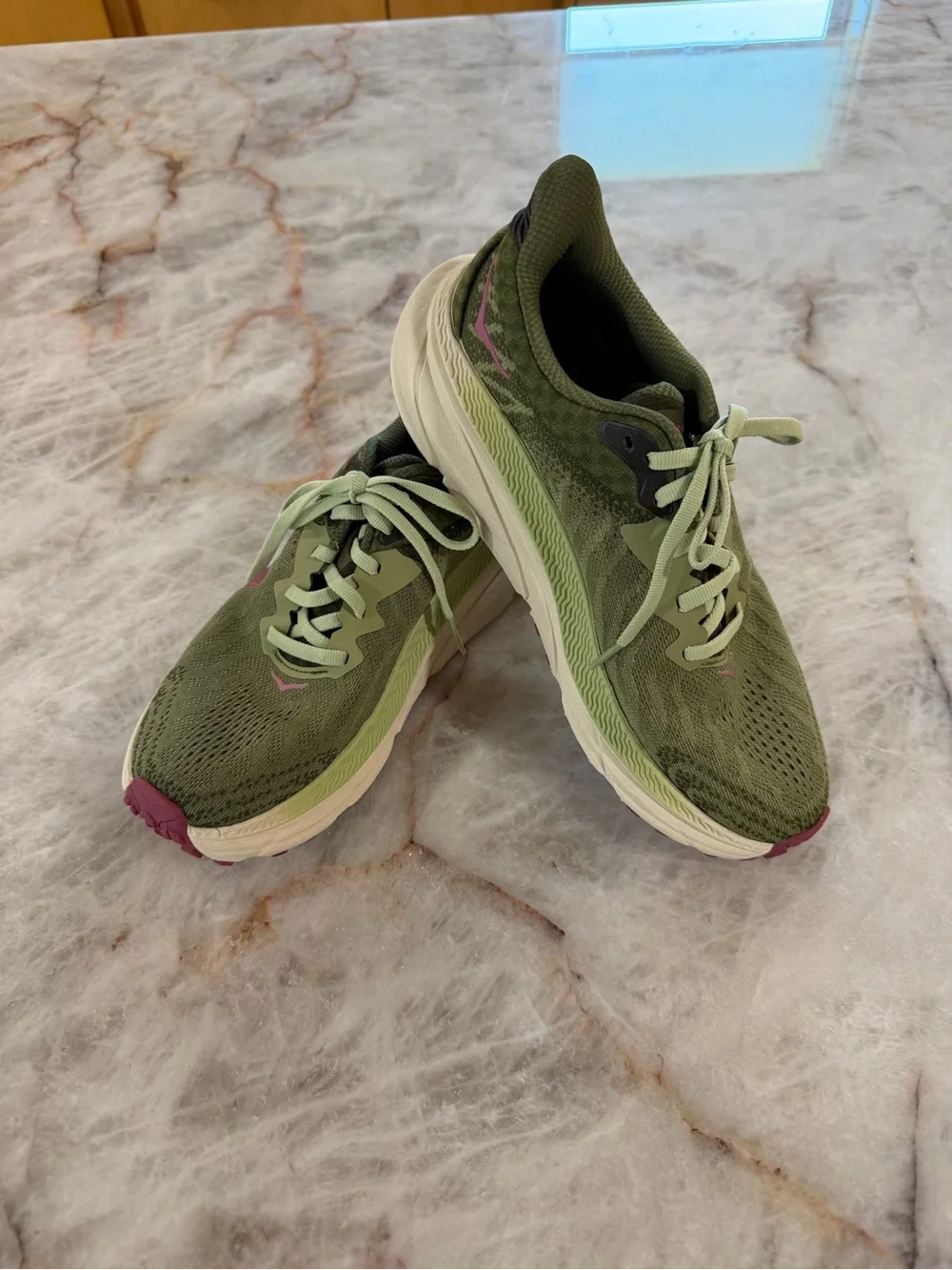 HOKA Challenger ATR 7 Trail Running Shoes Olive Green Pink Women’s Size 7B